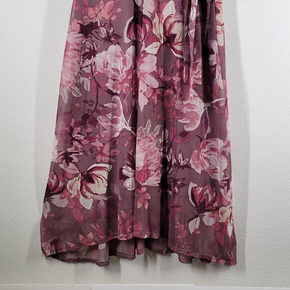 Enfocus Studio Floral Midi Dress Womens 12 Pink Floral Chiffon Romantic Ballet - Picture 5 of 12